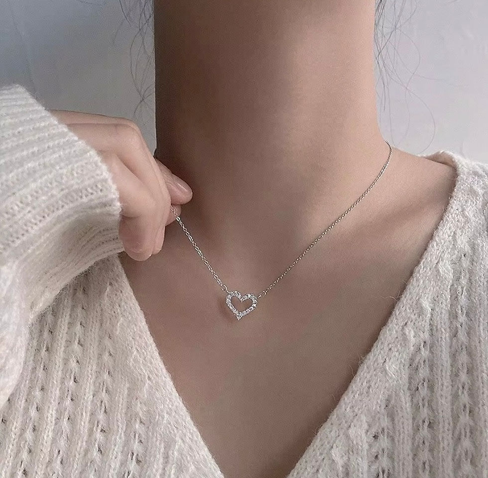 Thumbnail: Giffygo Alloy Hollow Heart Stone Pendant Necklace – Classic & Timeless Jewelry