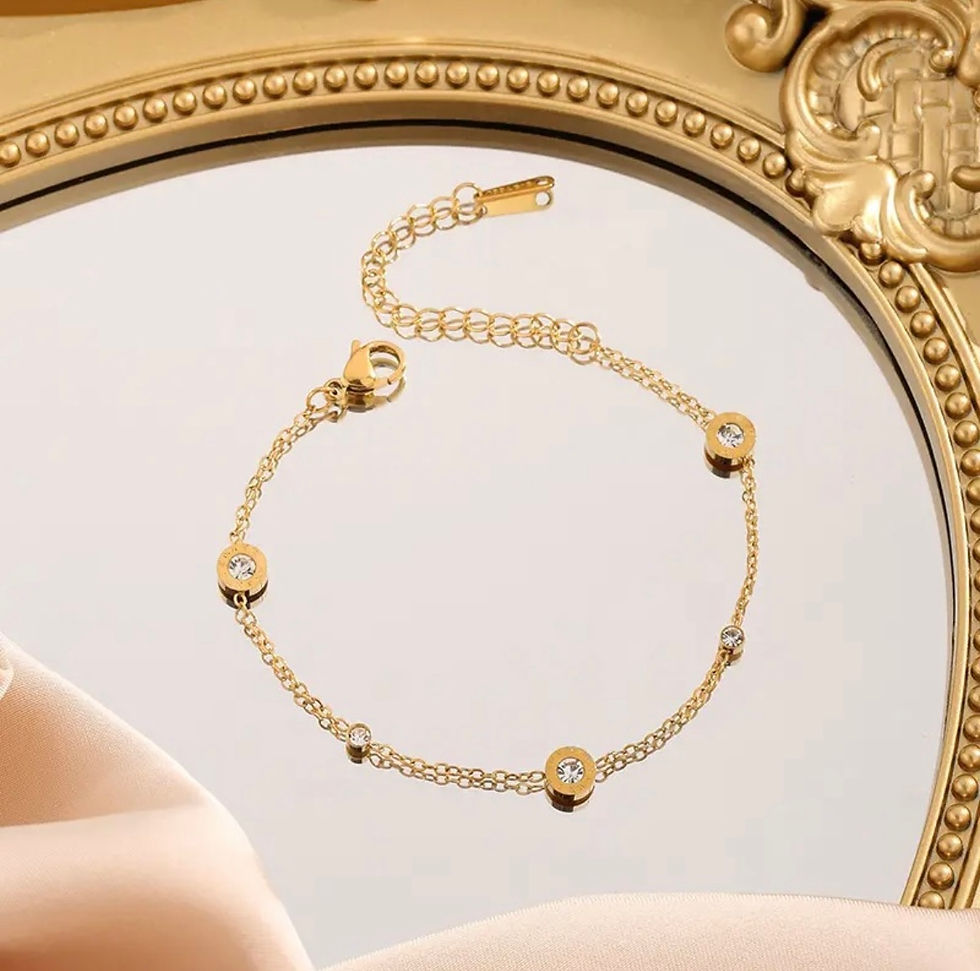 Thumbnail: Dainty CZ Stone Bracelet | 18K Gold Plated Anti-Tarnish Adjustable Chain