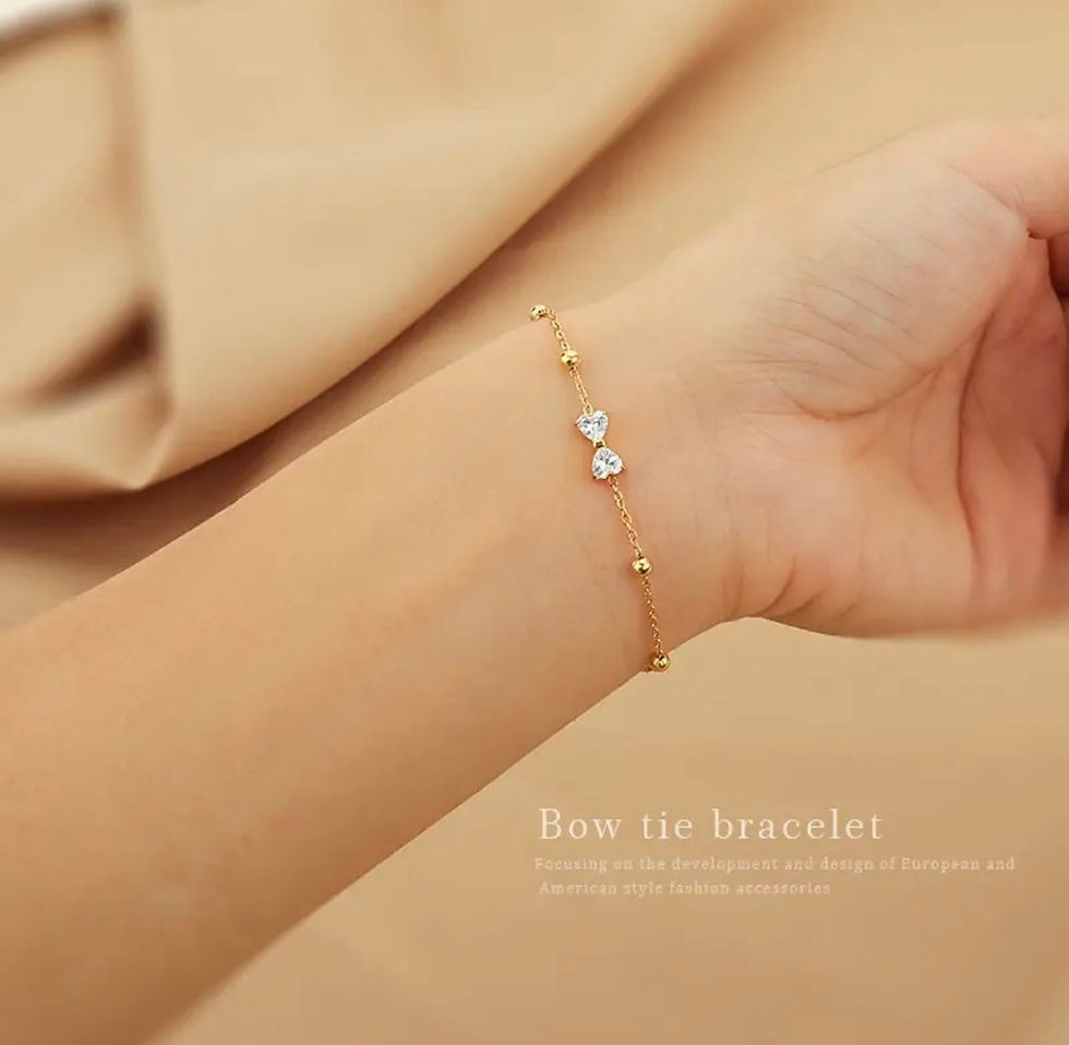 Thumbnail: Butterfly CZ Charm Bracelet | 18K Gold Plated Dainty Beaded Chain for Women