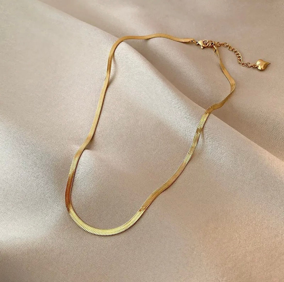 Anti-Tarnish Gold-Plated Herringbone Chain Necklace for Women