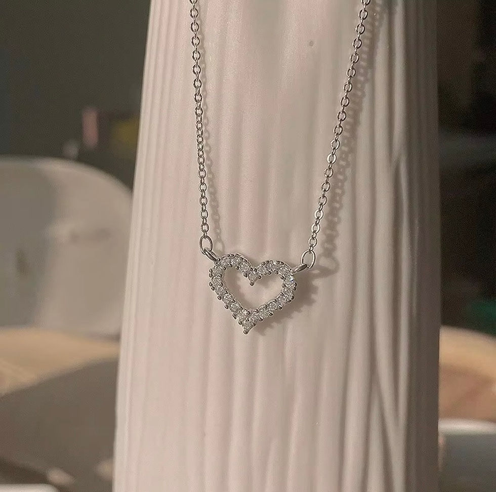 Thumbnail: Giffygo Alloy Hollow Heart Stone Pendant Necklace – Classic & Timeless Jewelry