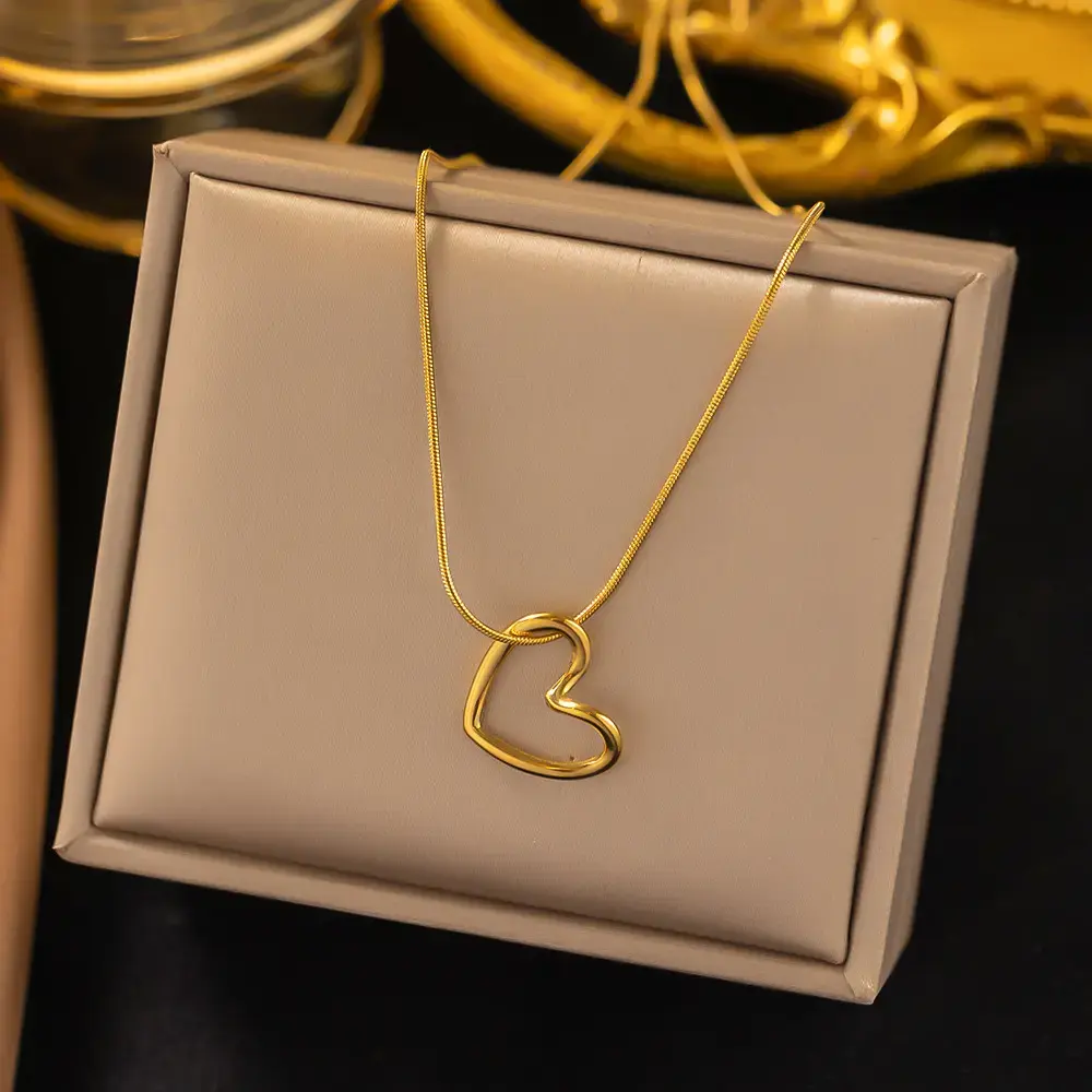 Elegant Gold-Plated Open Heart Pendant Necklace | Anti-Tarnish Jewelry for Women