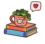 Ilustração de livros com plantinha