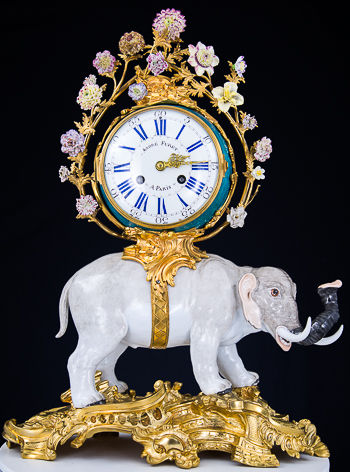 Catherine the Great's Porcelain Elephant Clock by Meissen Porcelain Manufactory & Modeled by Peter Reinecke
