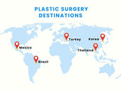 a world map showing top plastic surgery destinations