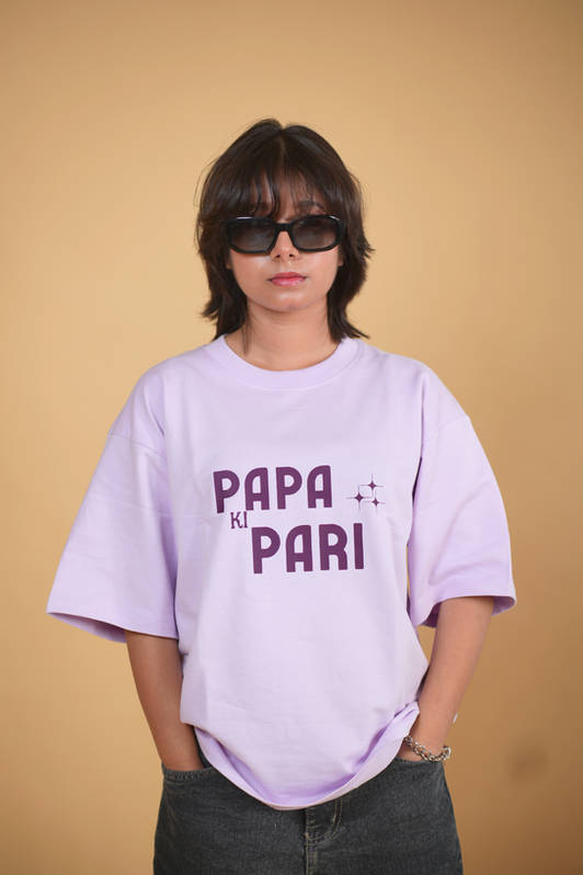 Papa Ki Pari Lavender Printed Oversized Tshirt