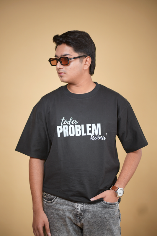 Problem Hoina Black Printed Oversized Tshirt