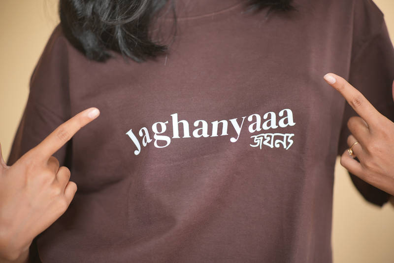 Jaghanyaa Brown Printed Oversized Tshirt - Image 2