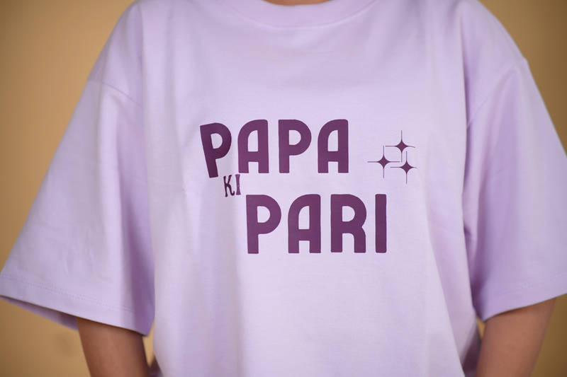 Papa Ki Pari Lavender Printed Oversized Tshirt - Image 2