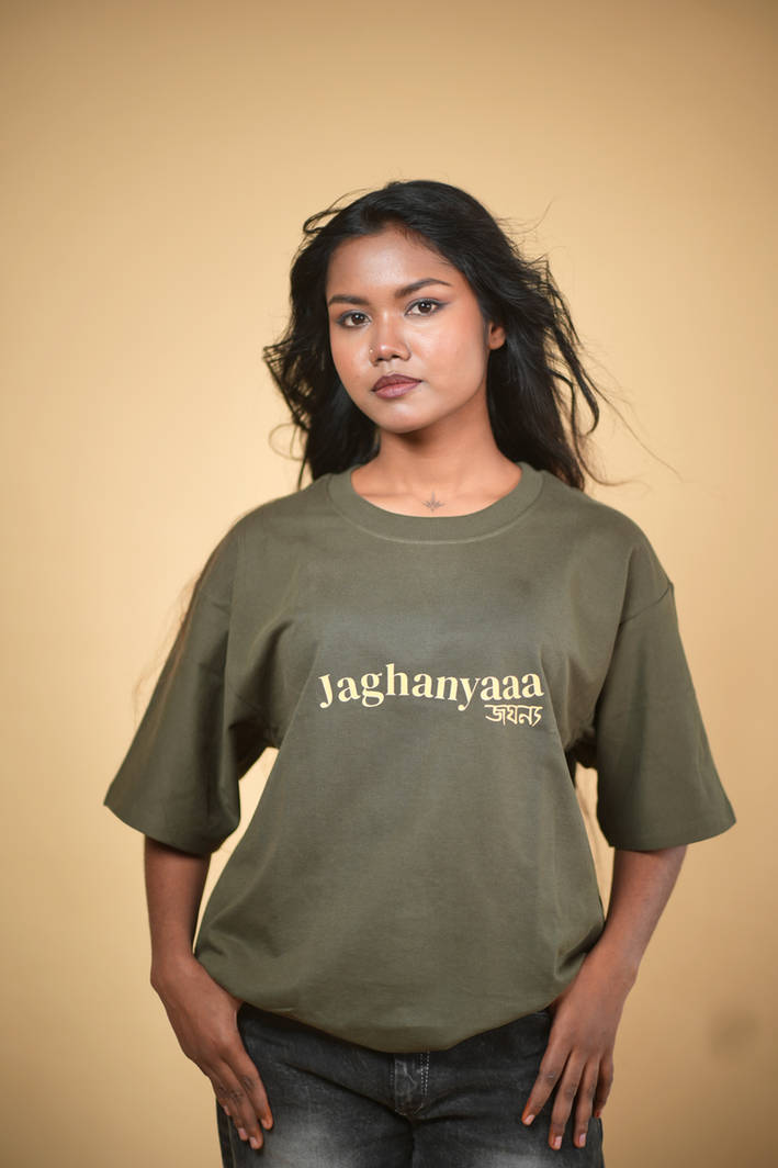 Jaghanyaa Green Printed Oversized Tshirt - Image 4