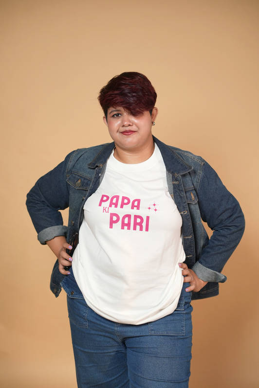 Papa Ki Pari White Printed Oversized Tshirt