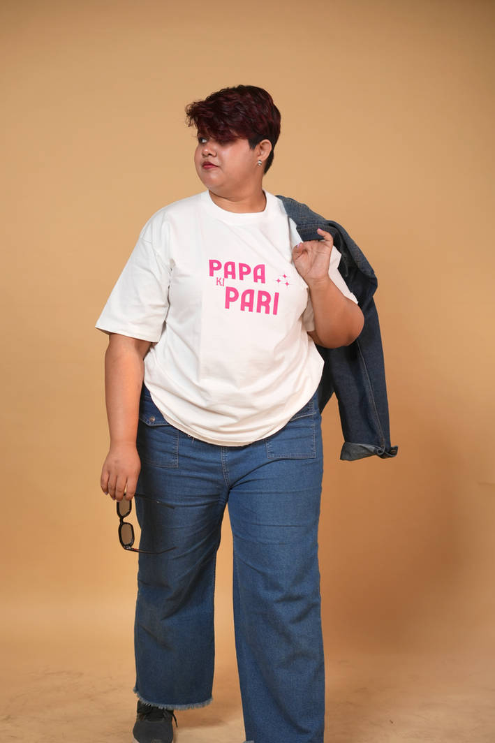 Papa Ki Pari White Printed Oversized Tshirt - Image 2
