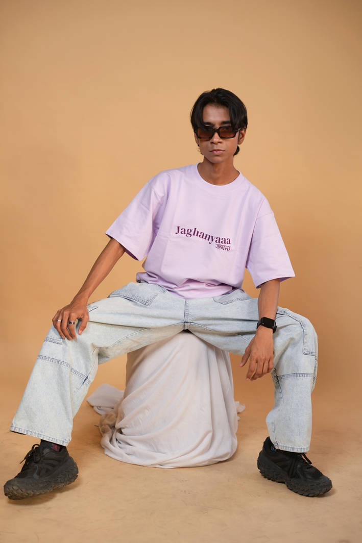 Jaghanyaa Lavender Printed Oversized Tshirt - Image 2