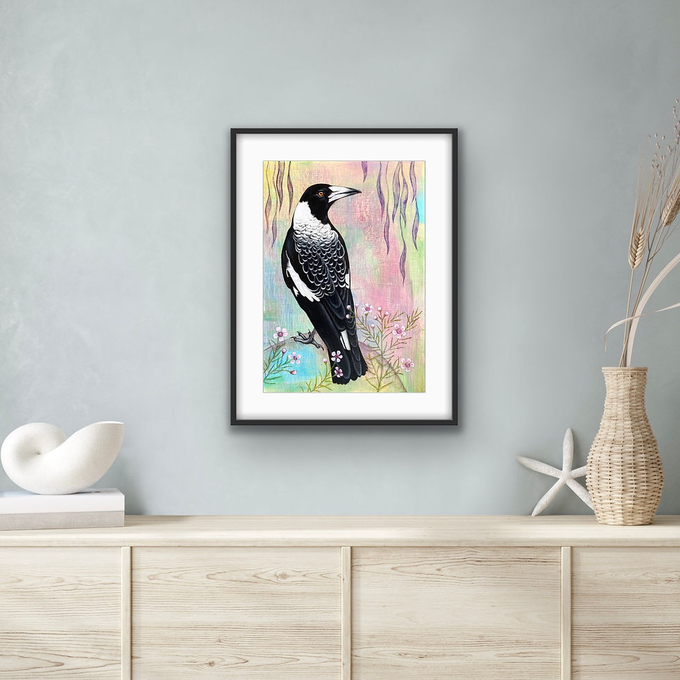 Thumbnail: Lady Magpie in Pink - Art Print