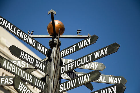 Directional Sign Post With Mixed Message