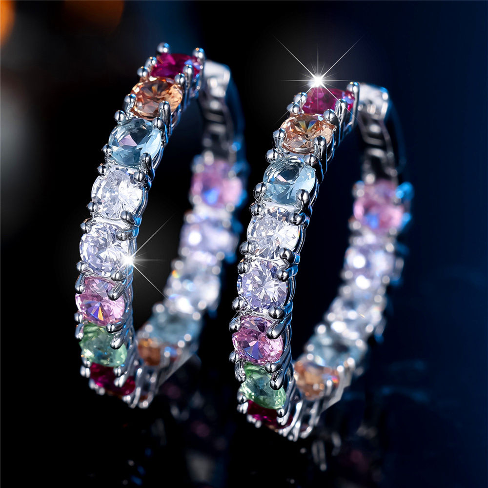 Brincos Argola Femininos com Zircônia Colorida – Elegância e Brilho Sofisticado