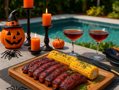 Pumpkin-spiced ribs and chili-lime corn served with a tropical halloween twist