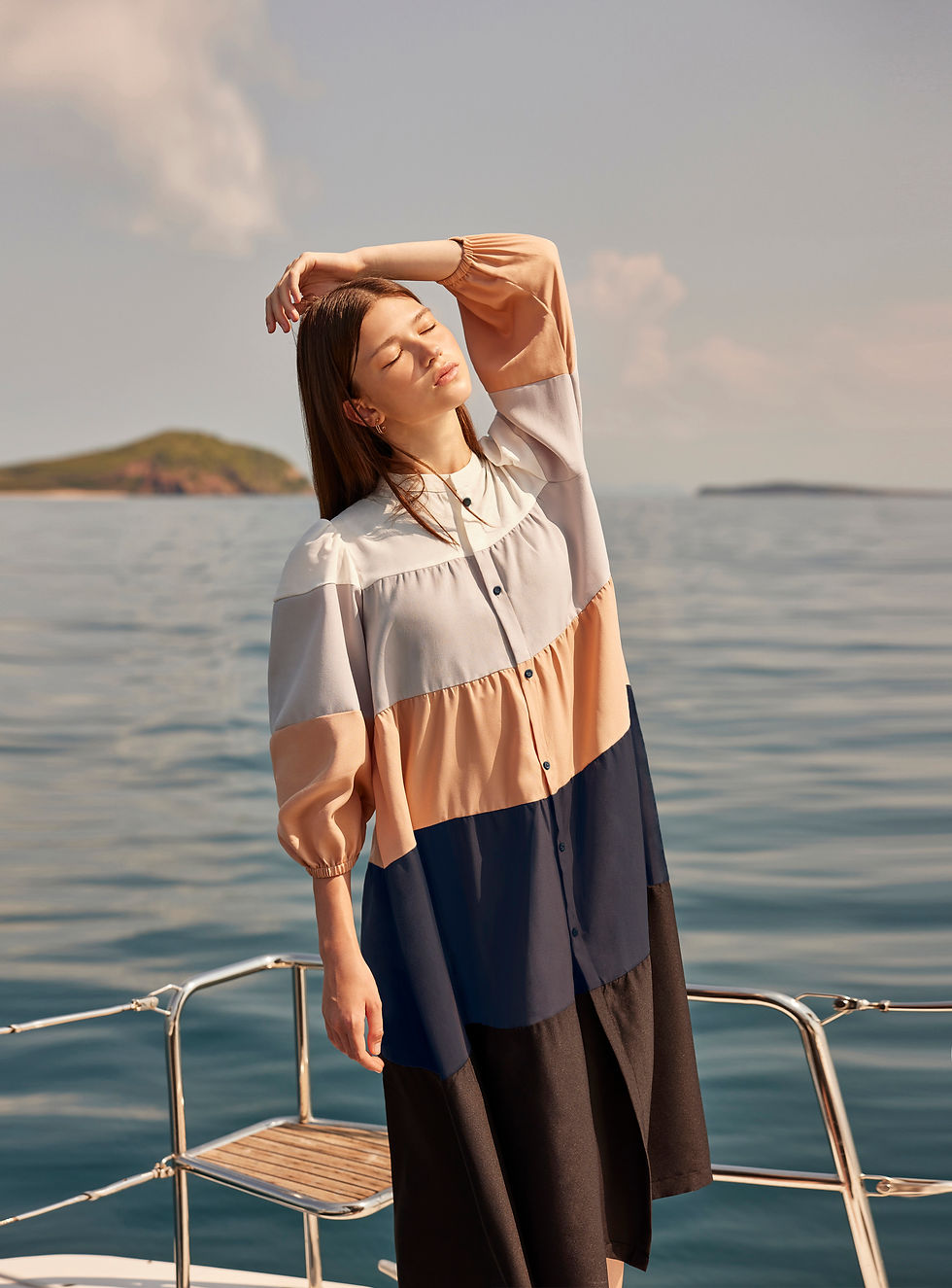 Thumbnail: 'Yara' Beach Cover up in Mono (CRBW136)