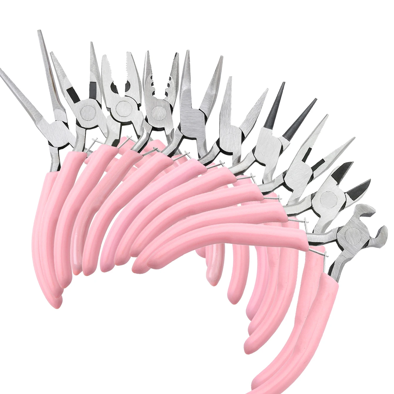 1/5/10pcs Pink Color Handle Anti-Slip Splicing and Fixing Jewelry Pliers Tools &