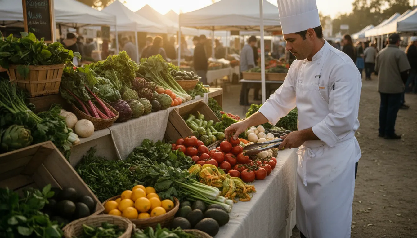 Seasonal California ingredients arranged for a San Diego wedding menu