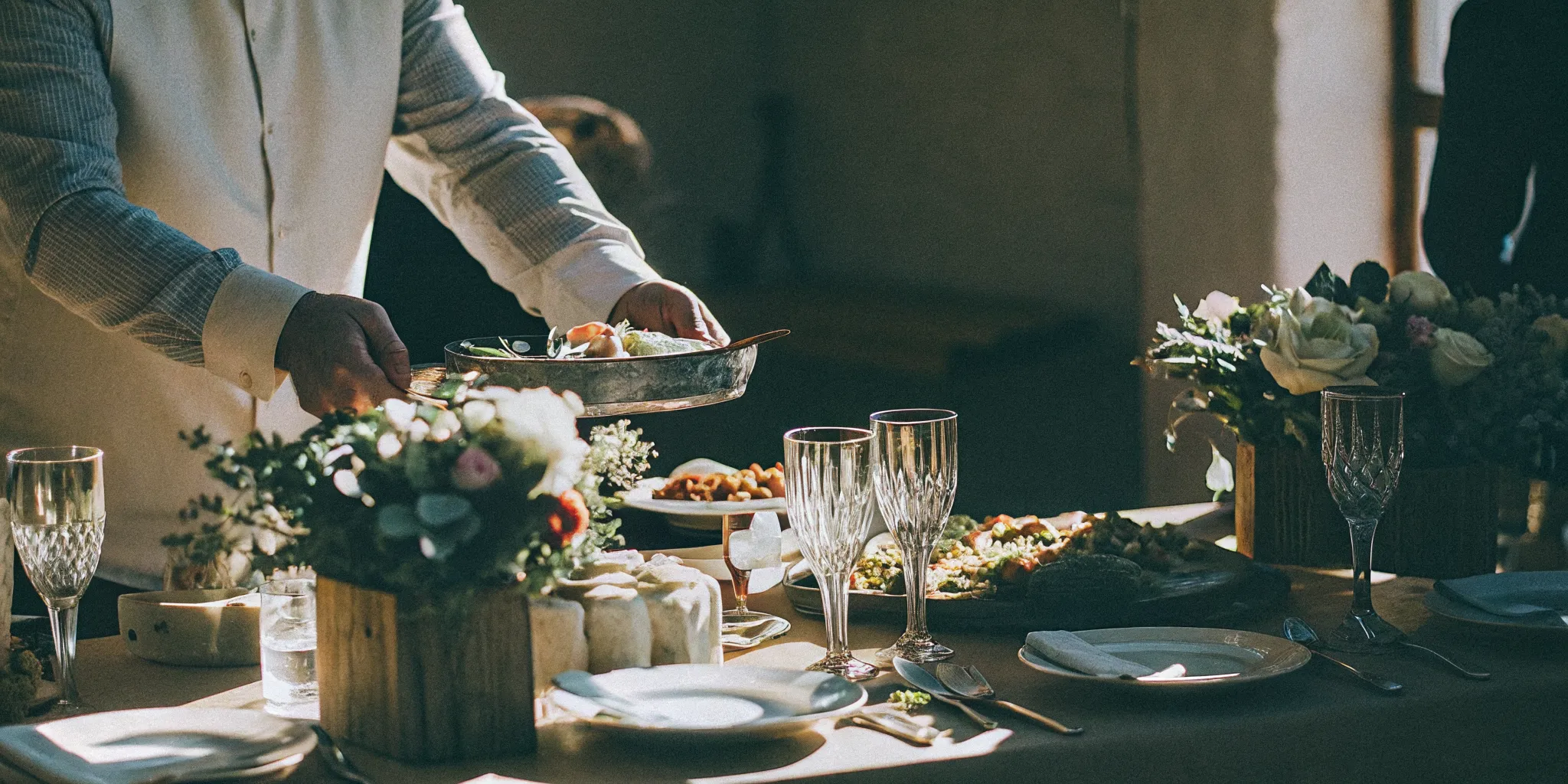 Chef plating a seasonal dish for wedding catering in San Diego