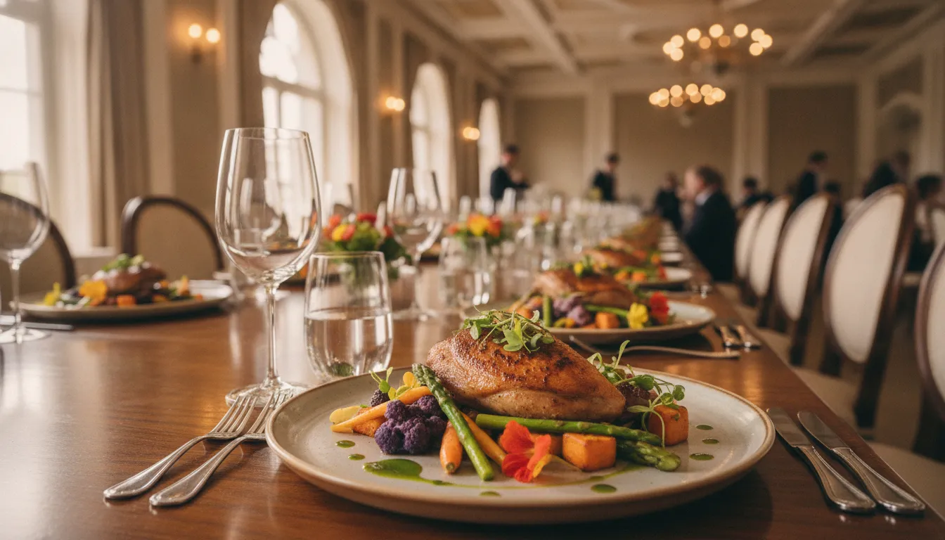 Chef-plated kosher-style dinner at a San Diego catering venue