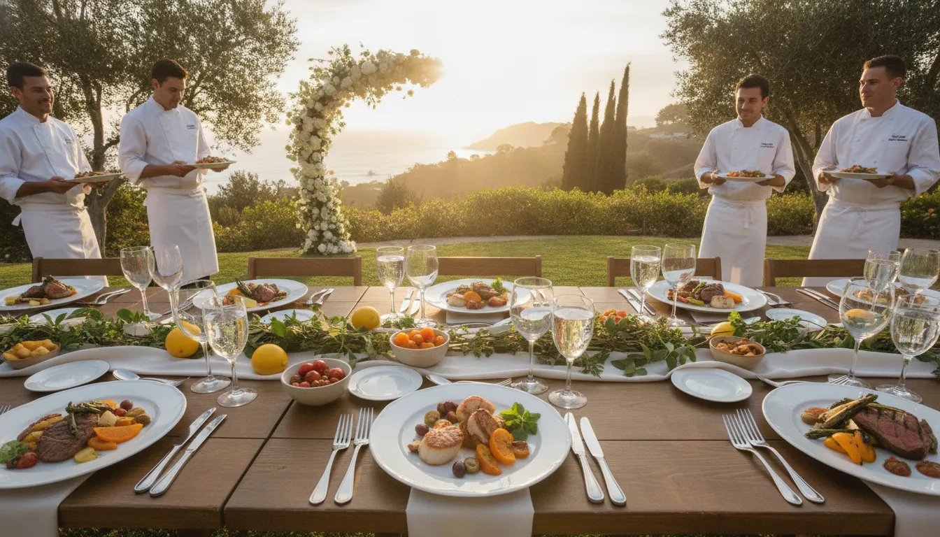 Elegant San Diego wedding table with Mediterranean-inspired dishes