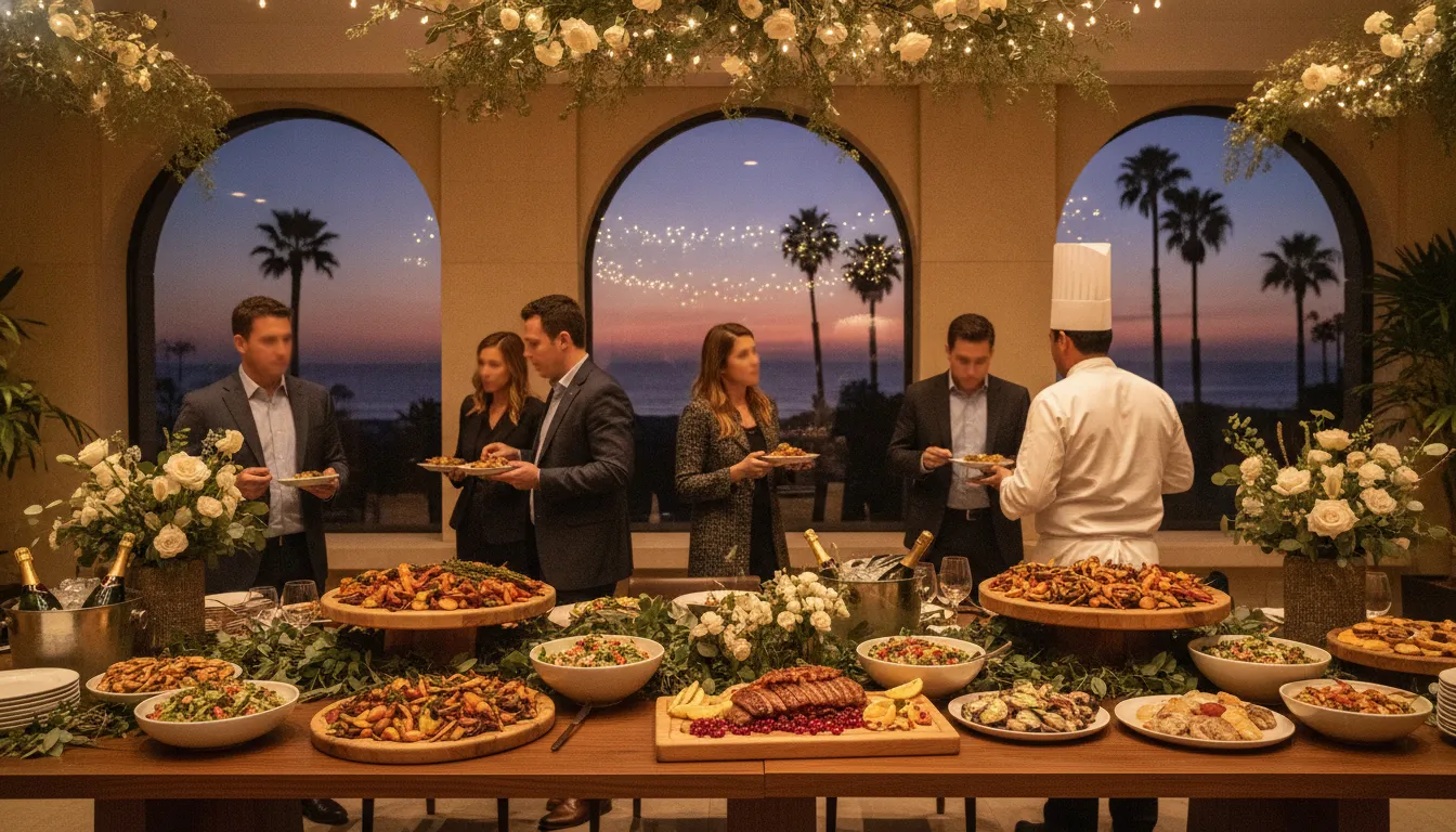 Seasonal dishes prepared for a San Diego corporate holiday event