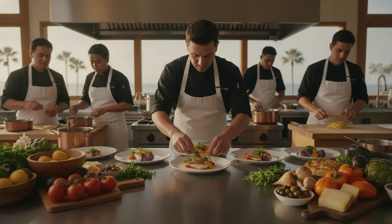 Chef-led team preparing a seasonal North County San Diego wedding menu