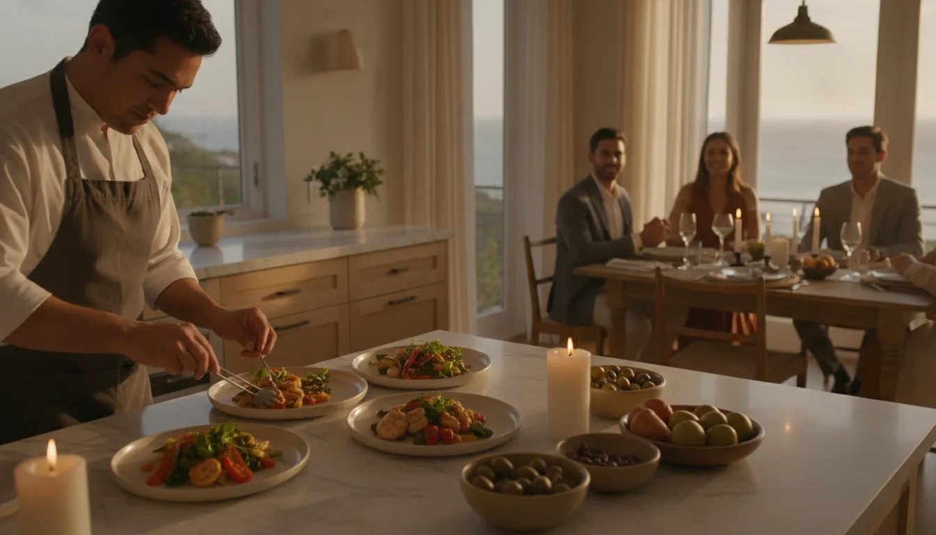 Personal chef preparing an intimate in-home wedding dinner in San Diego