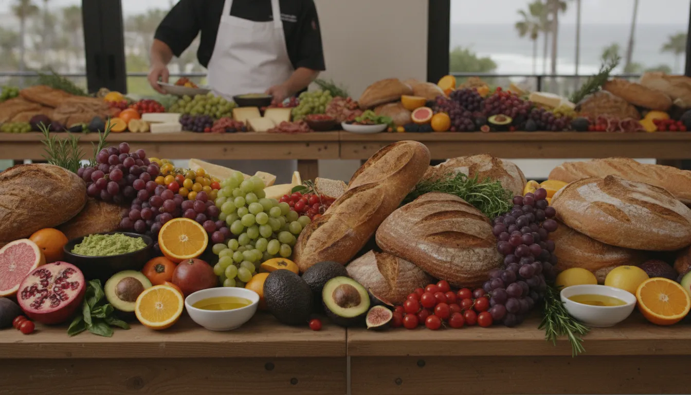 Elegant seasonal grazing table arranged by a chef at a corporate event in San Diego