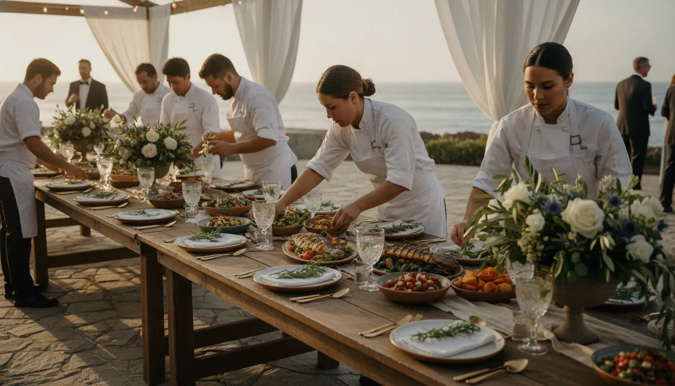 Chef-led seasonal wedding catering setup in San Diego