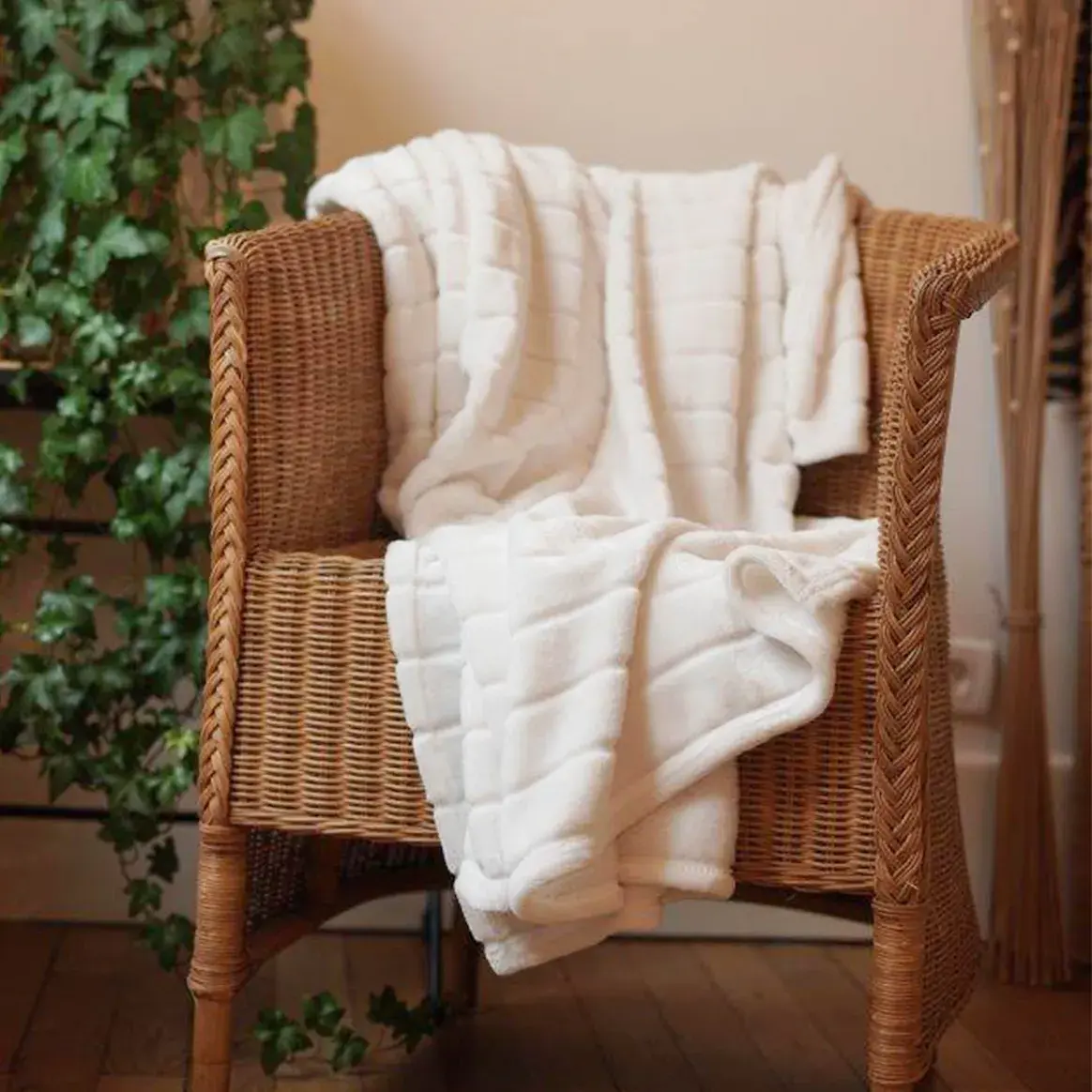 Plaid blanc mi saison cocooning