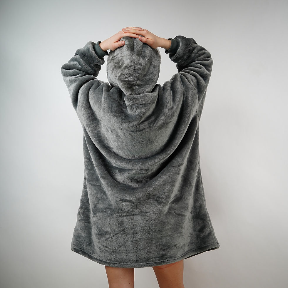 Miniature : Pull plaid cocooning bien chaud gris de dos