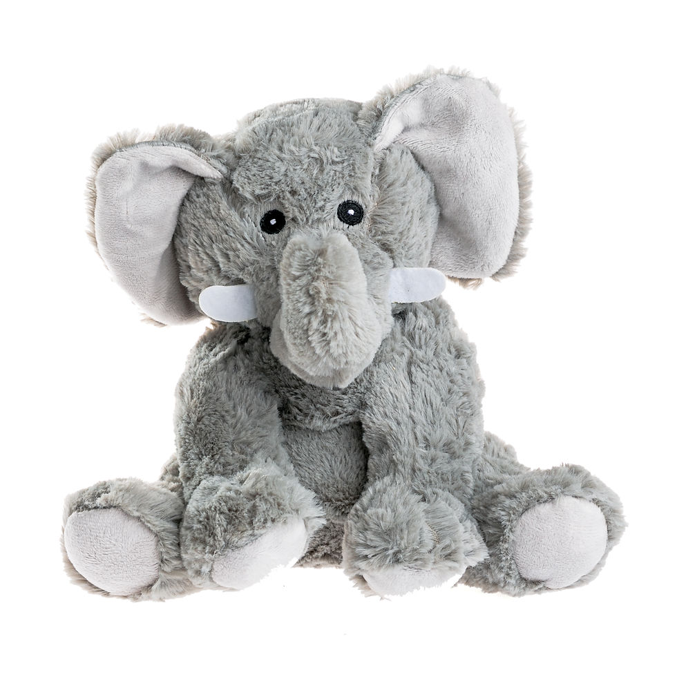 Peluche bouillotte éléphant fabriqué en France en blé et lavande à chauffer au micro ondes