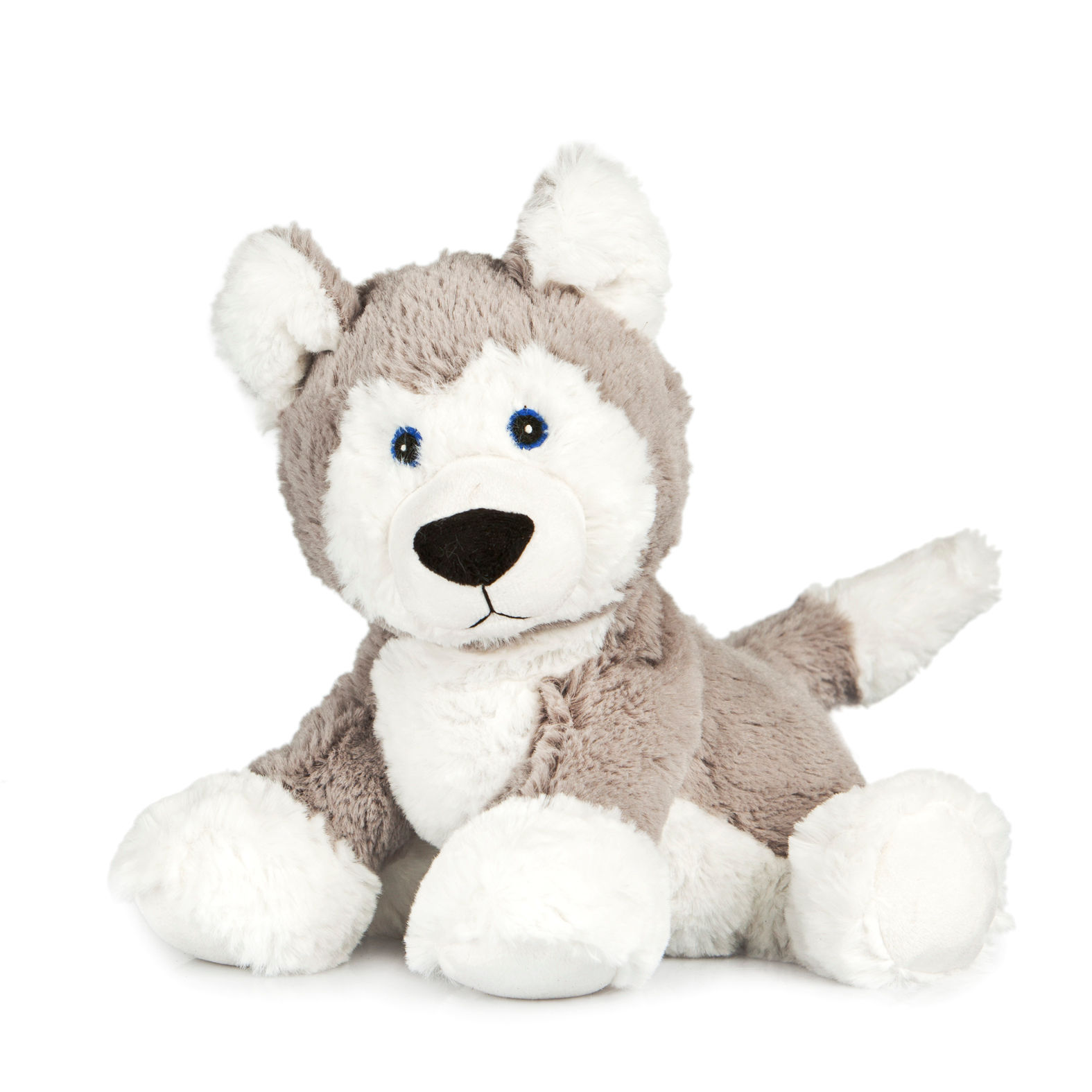 Peluche bouillote chien husky fabriqué en France en blé et lavande à chauffer au micro ondes
