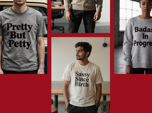 Generative marketing shirts with sassy slogans.