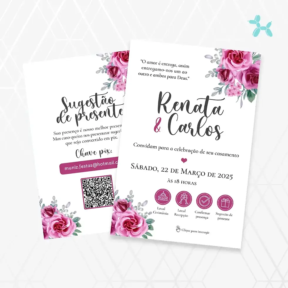 Miniatura: Convite Interativo Casamento Fúcsia