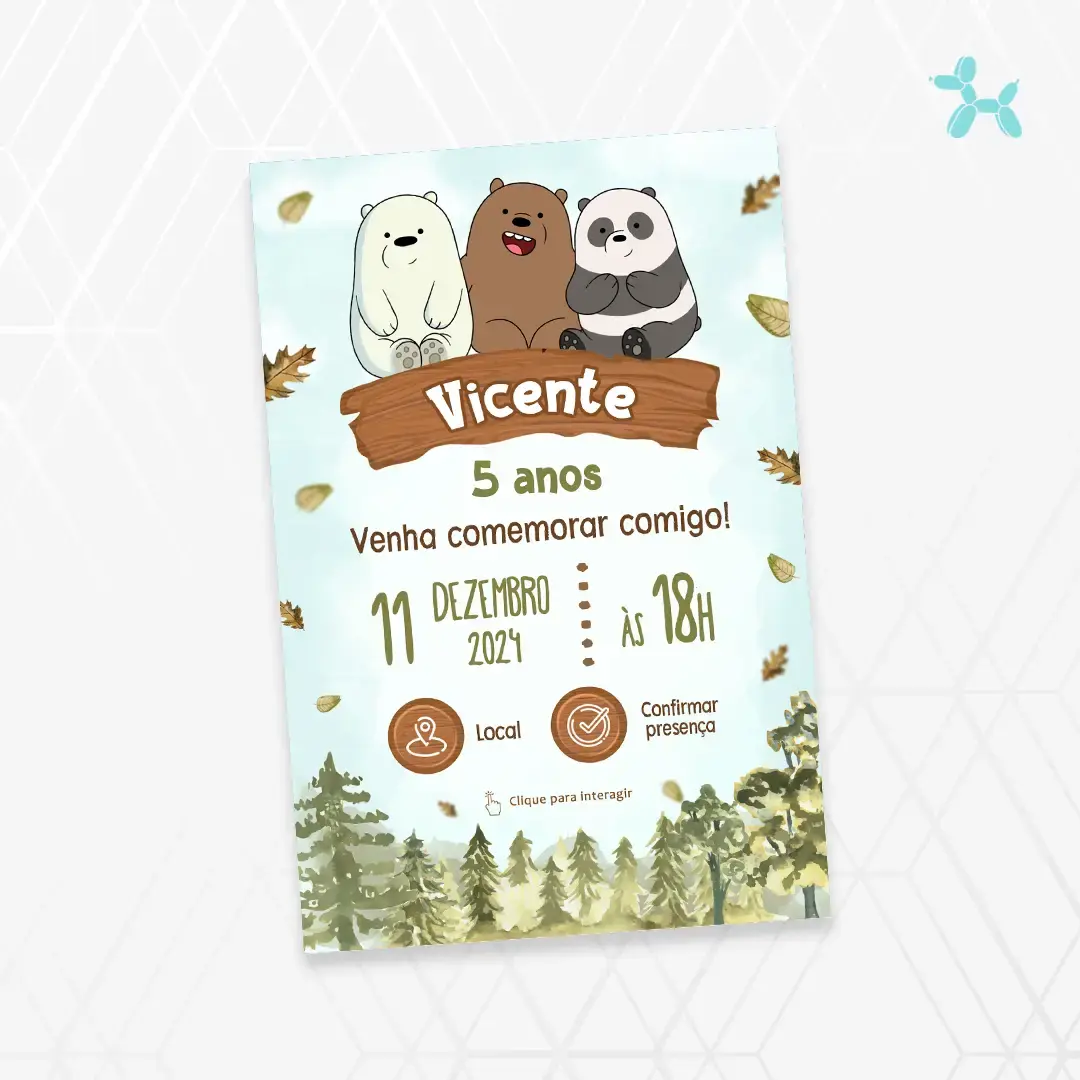 Convite Interativo Ursos sem Curso