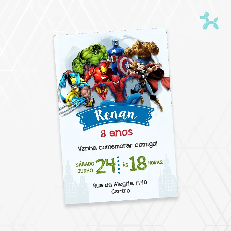 Convite Digital Os Vingadores