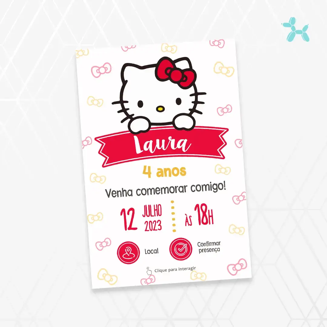 Convite Interativo Hello Kitty Vermelha