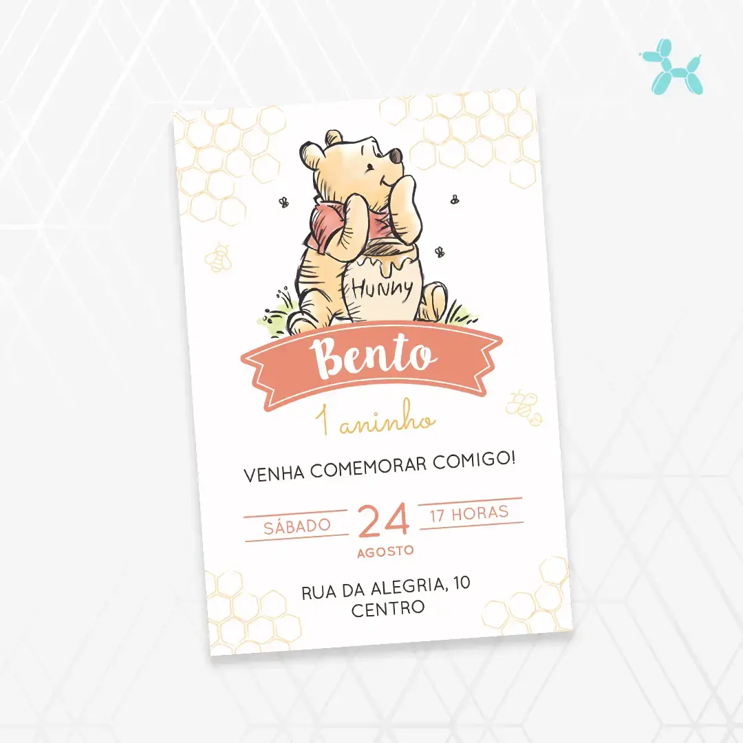 Convite Digital Ursinho Pooh
