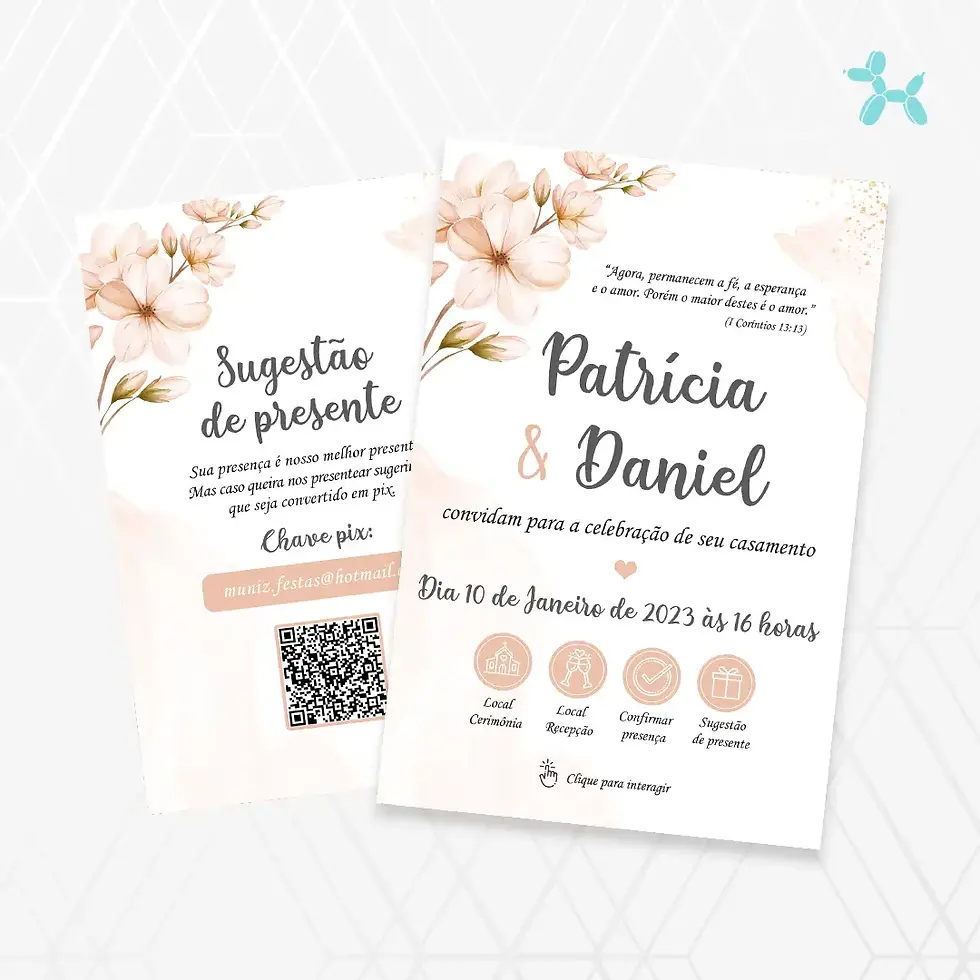 Miniatura: Convite Interativo Casamento Rosa Claro