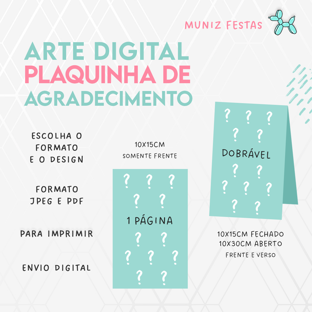 Plaquinha de Agradecimento Personalizada (Sob Encomenda)