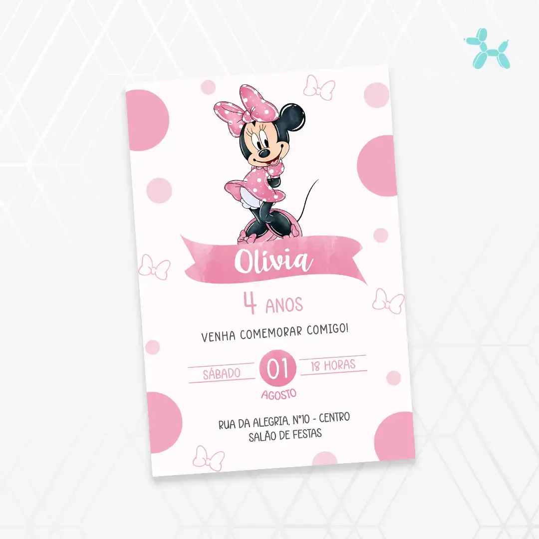 Convite Digital Minnie Rosa