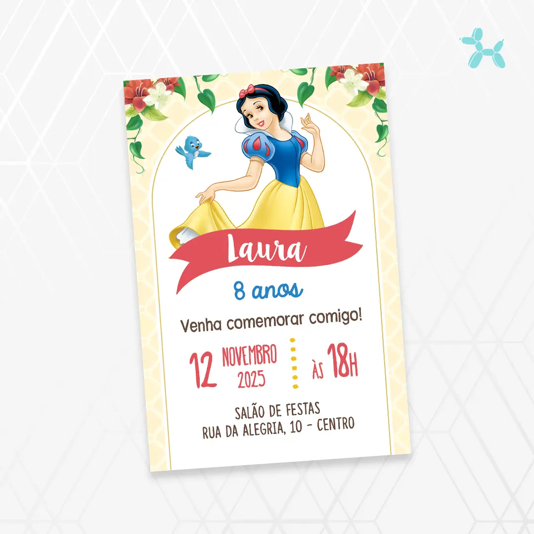 Convite Digital Branca de Neve