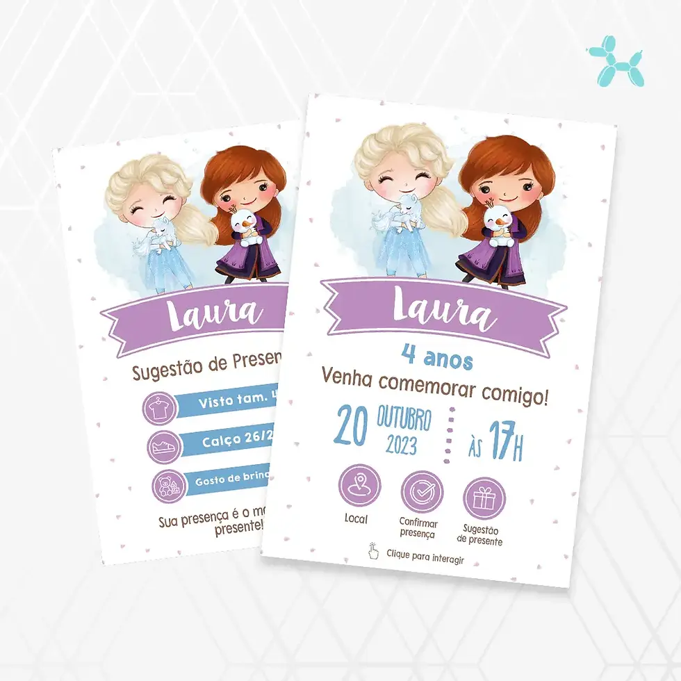 Miniatura: Convite Interativo Frozen Aquarela