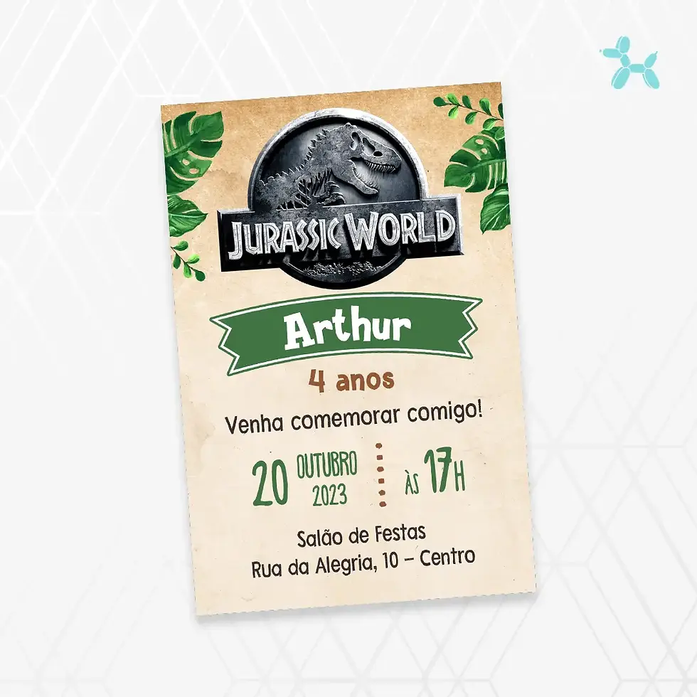 Convite Digital Dinossauro Jurassic World