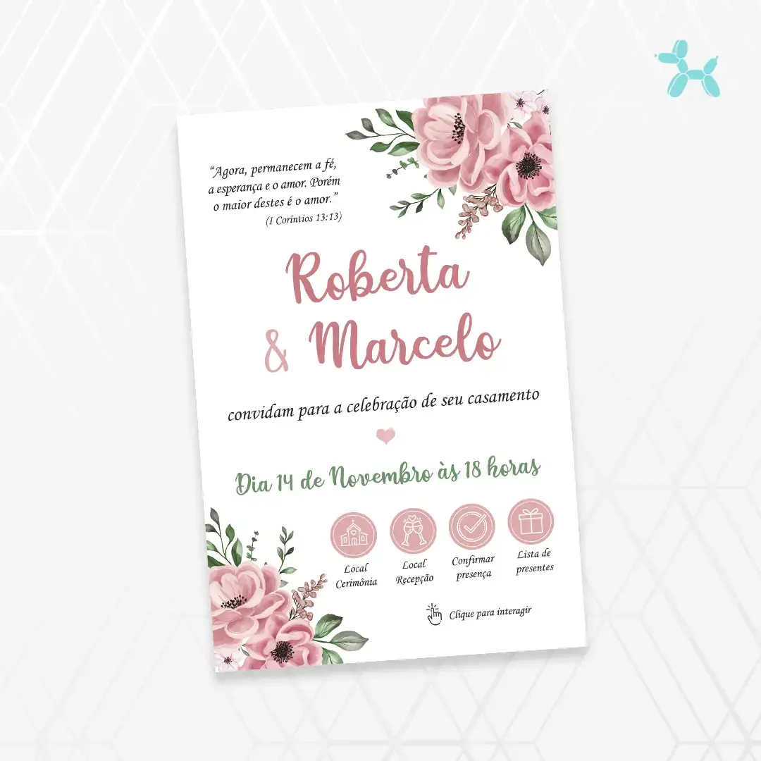 Convite Interativo Casamento Rosa