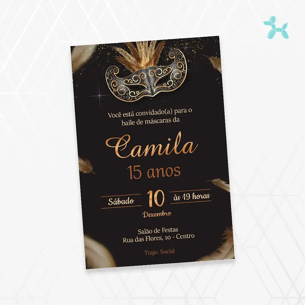 Convite Digital 15 Anos Baile de Máscaras